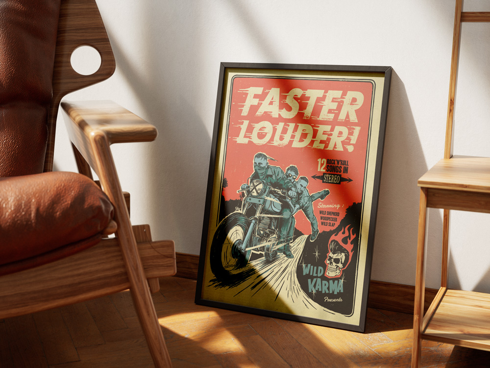 Poster de l'album FASTER LOUDER du groupe WILD KARMA.