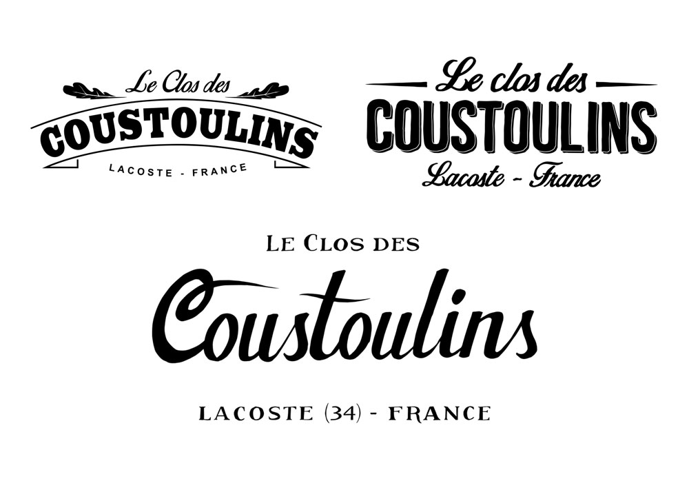 Recherche de logo pour le Clos des Coustoulins.