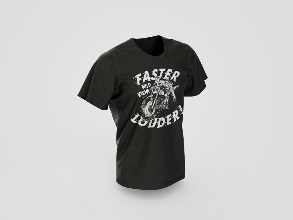 T-shirt de l'album FASTER LOUDER du groupe WILD KARMA.