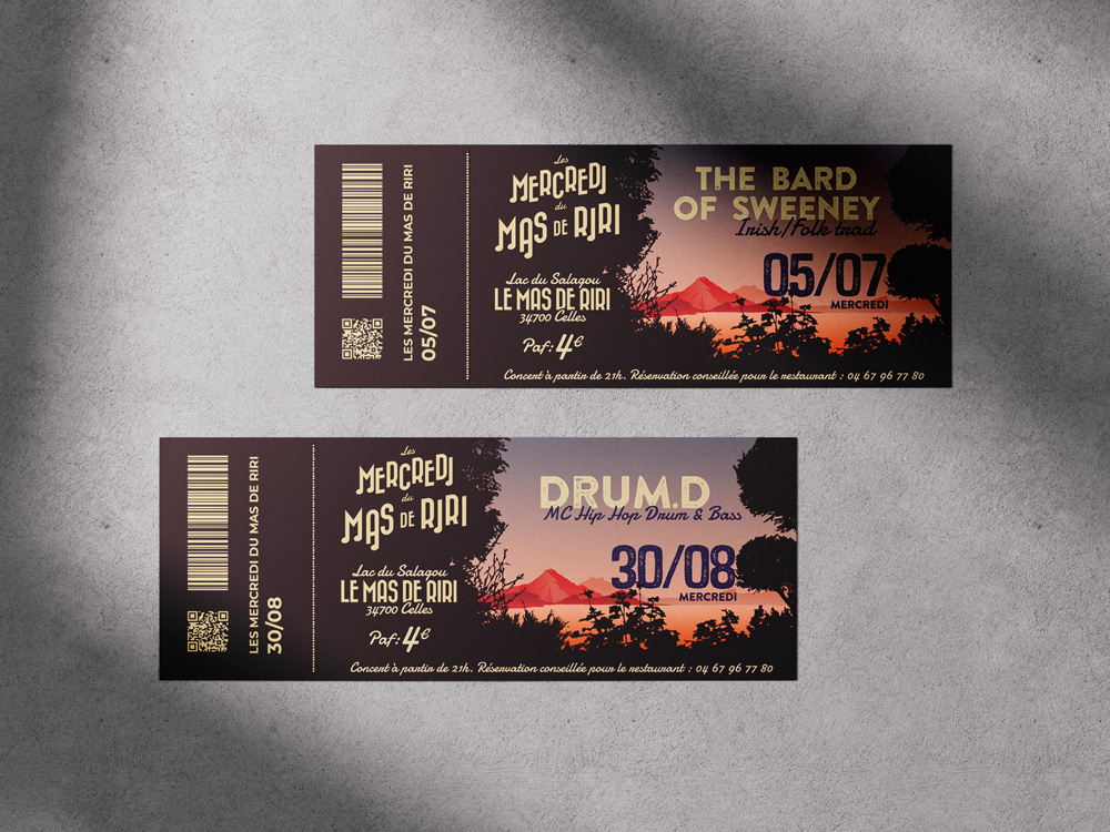 Tickets de concerts du mas de riri.