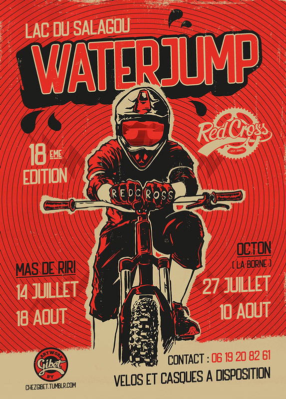 Affiche pour l'événement water jump de l'association Red Cross.
