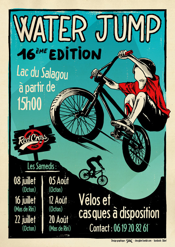 Affiche pour l'événement water jump de l'association Red Cross.