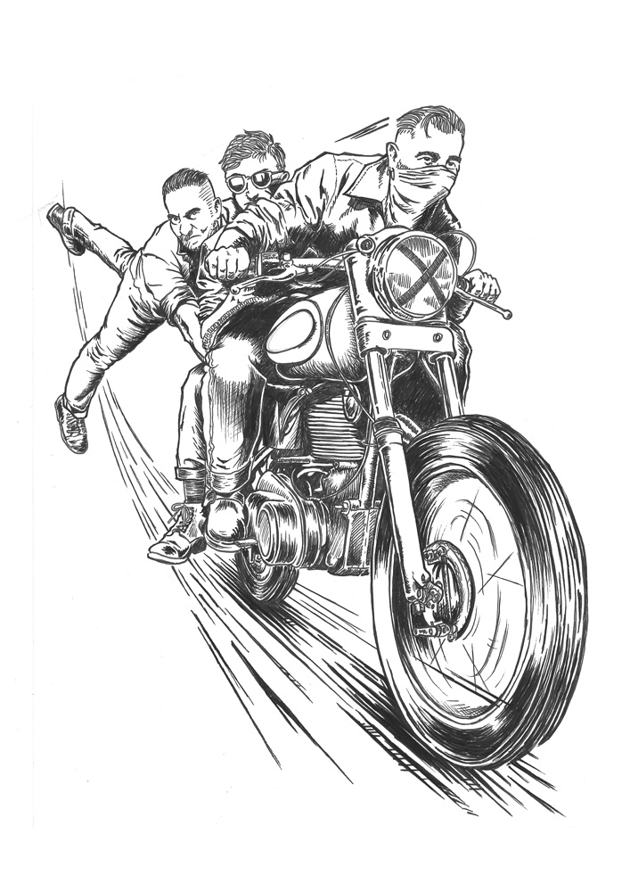 Dessin de l'album FASTER LOUDER du groupe WILD KARMA.