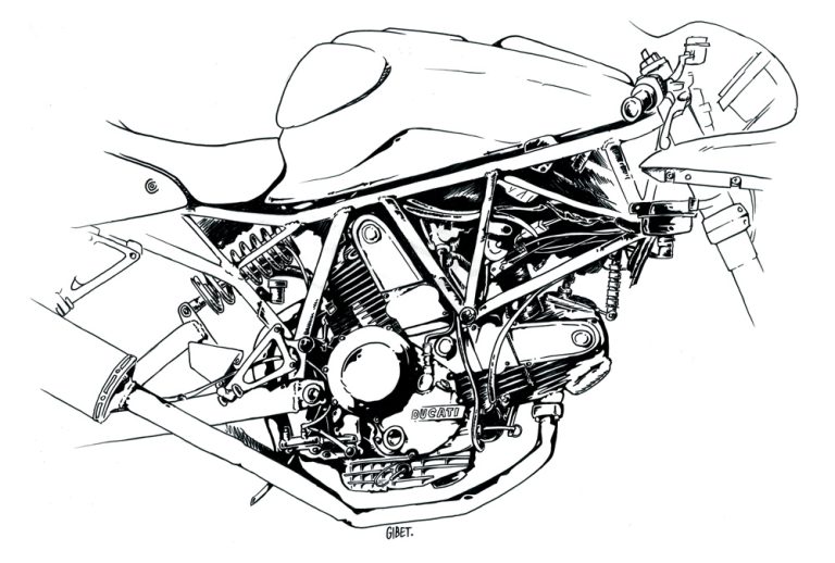 Dessin d'une DUCATI 900 SSie.