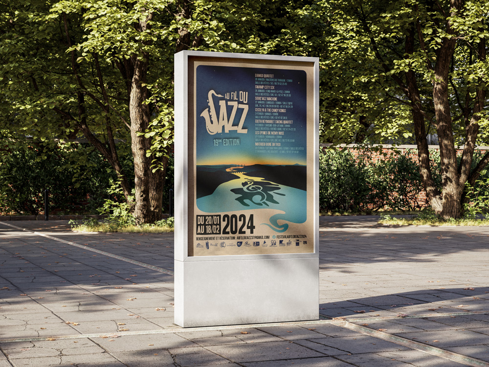 Poster en ville du festival Au Fil du Jazz.
